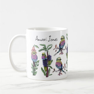 Schattigee Waterverf Lila Breasted Roller Bird Koffiemok