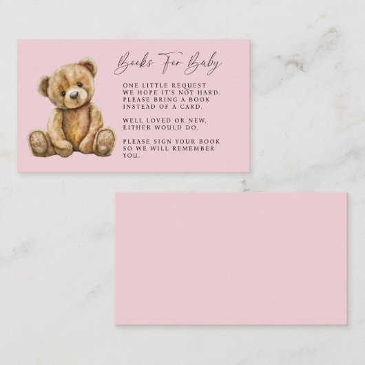 Schattigee Waterverf Little Beer Pink Girl Baby sh Informatiekaartje (Voorkant / Achterkant)