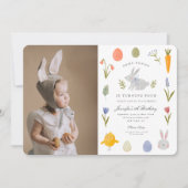 Schattigee Waterverf Little Bunny Wortel Verjaarda Kaart (Voorkant)