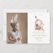 Schattigee Waterverf Little Bunny Wortel Verjaarda Kaart (Voorkant)