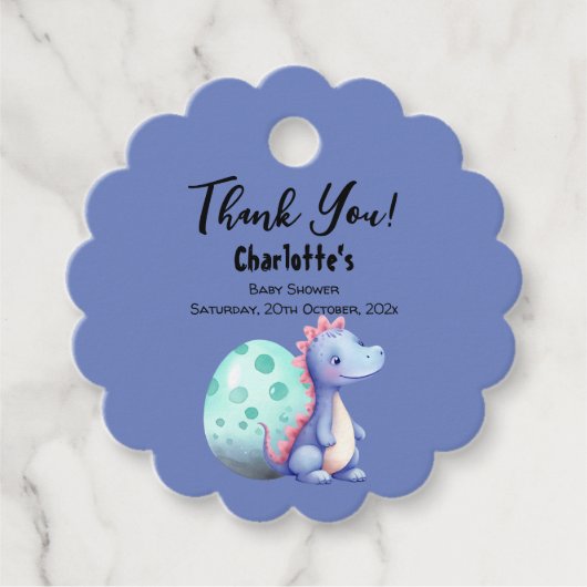 Schattigee Waterverf Little Dinosaur Baby shower Bedankjes Labels (Voorkant)