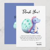Schattigee Waterverf Little Dinosaur Baby shower Bedankkaart (Voorkant / Achterkant)