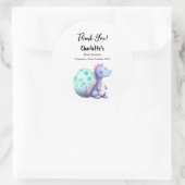 Schattigee Waterverf Little Dinosaur Baby shower Ronde Sticker (Tas)