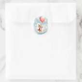 Schattigee Waterverf Little Fox Big Red Balloon Ronde Sticker (Tas)