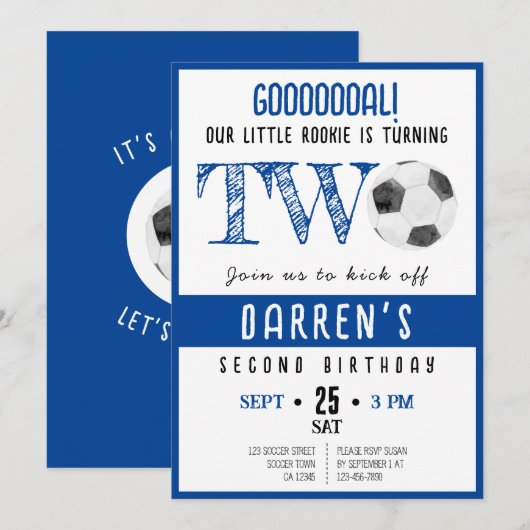 Schattigee Waterverf Little Rookie Voetbal 2e Verj Kaart (Voorkant / Achterkant)