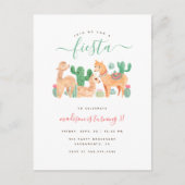 Schattigee Waterverf Llama Fiesta Kids Verjaardag Uitnodiging Briefkaart (Voorkant)