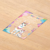 Schattigee Waterverf Llama Mama Baby shower Acryl Uitnodigingen (Laagn)