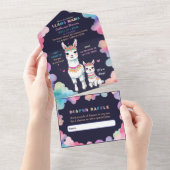 Schattigee Waterverf Llama Mama Baby shower All In One Uitnodiging (Afscheurbaar)