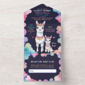 Schattigee Waterverf Llama Mama Baby shower All In One Uitnodiging (Binnen)