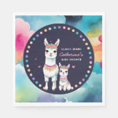 Schattigee Waterverf Llama Mama Baby shower Servet (Voorkant)