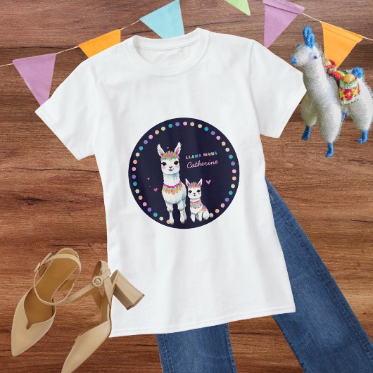 Schattigee Waterverf Llama Mama Baby shower T-shirt