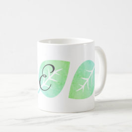 Schattigee Waterverf Look Leaf Abstracte Monogramm Koffiemok