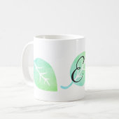 Schattigee Waterverf Look Leaf Abstracte Monogramm Koffiemok (Voorkant links)