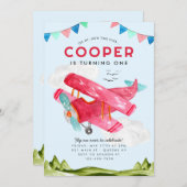 Schattigee Waterverf Luchtvaart Sky Red Vliegtuig Kaart (Voorkant / Achterkant)