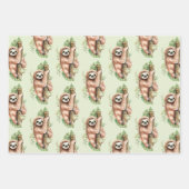 Schattigee Waterverf luiaard & tropisch bladeren p Inpakpapier Vel (Voorkant 3)