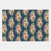 Schattigee Waterverf luiaard & tropisch bladeren p Inpakpapier Vel (Voorkant 2)