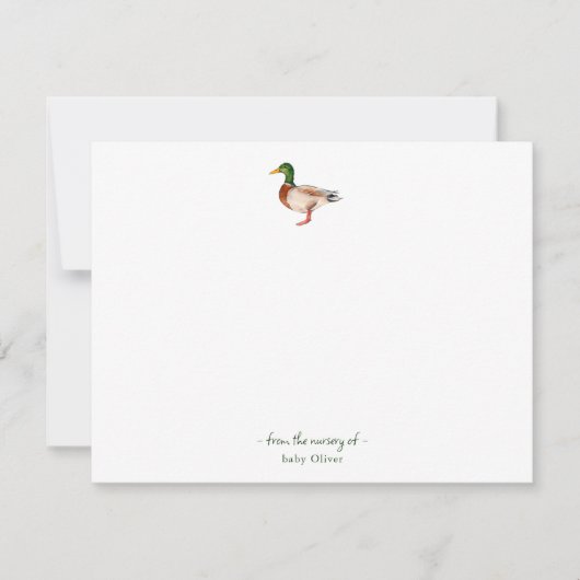 Schattigee waterverf Mallard Baby Dank u kaart (Voorkant)