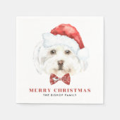 Schattigee Waterverf Maltese hond Kerstman Servet (Voorkant)