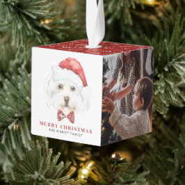 Schattigee Waterverf Maltese Kerstman Foto Kerst Decoratie