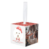 Schattigee Waterverf Maltese Kerstman Foto Kerst Decoratie (Voorkant hoekig)