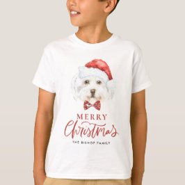 Schattigee Waterverf Maltese Kerstman Vrolijk Kers T-shirt