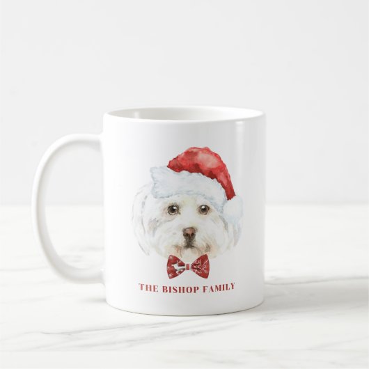Schattigee Waterverf Maltese Santa Custom Christma Koffiemok (Links)