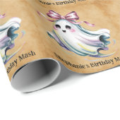 Schattigee Waterverf Meisje Ghost Verjaardag Mash Cadeaupapier (Rol Hoek)