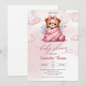 Schattigee Waterverf meisje teddybeer in luier met Kaart (Voorkant / Achterkant)