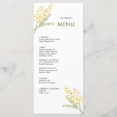 Schattigee waterverf Mimosa bloemen bruiloft menu (Voorkant)