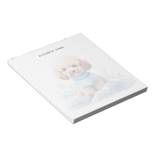 Schattigee Waterverf Miniatuur Abrikoos Poedel Pup Notitieblok (Schuin)