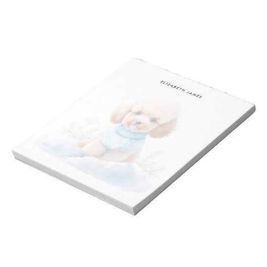 Schattigee Waterverf Miniatuur Abrikoos Poedel Pup Notitieblok (Linkerzijde)