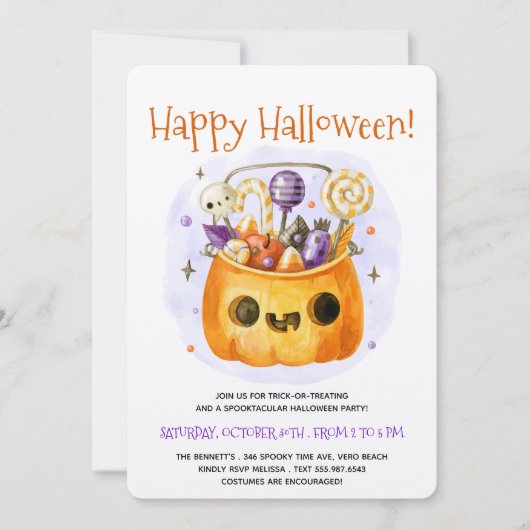 Schattigee Waterverf Minimal Volwassen Halloween P Kaart (Voorkant)