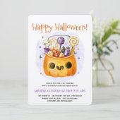 Schattigee Waterverf Minimal Volwassen Halloween P Kaart (Staand voorkant)