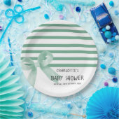Schattigee Waterverf Mint Bow Baby shower Papieren Bordje (Feest)
