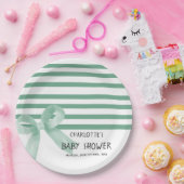 Schattigee Waterverf Mint Bow Baby shower Papieren Bordje (Feest)