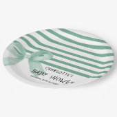 Schattigee Waterverf Mint Bow Baby shower Papieren Bordje (Gekanteld)