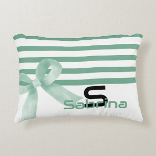 Schattigee Waterverf Mint Bow Stripes Accent Pillo Accent Kussen