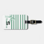 Schattigee Waterverf Mint Bow Stripes Bagagelabel (Voorkant horizontaal)