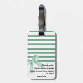 Schattigee Waterverf Mint Bow Stripes Bagagelabel (Achterkant verticaal)