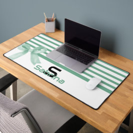 Schattigee Waterverf Mint Bow Stripes Desk Mat