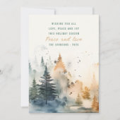 Schattigee waterverf mistig dennenbos kerst feestdagenkaart (Voorkant)