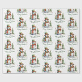 Schattigee Waterverf Modern Rood Groen Sneeuwman K Cadeaupapier (Vlak)