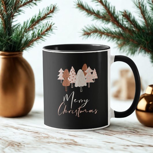 Schattigee Waterverf Modern Script Boho kerstboom Mok