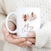 Schattigee Waterverf Modern Script Boho kerstboom Tweekleurige Koffiemok