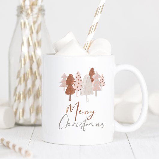 Schattigee Waterverf Modern Script Boho kerstboom Tweekleurige Koffiemok