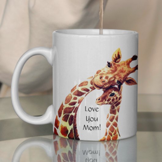 Schattigee Waterverf Moeder & Baby Giraffe Moederd Koffiemok