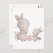 Schattigee Waterverf Moeder en Baby Bunnies Briefkaart (Voorkant / Achterkant)