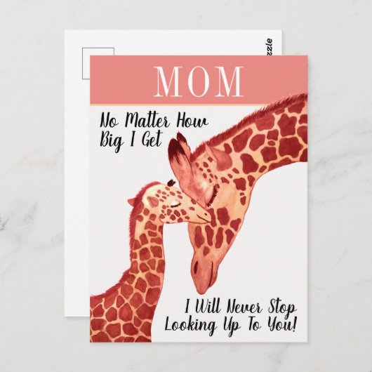 Schattigee Waterverf Moeder en Baby Giraffes Moede Briefkaart (Voorkant / Achterkant)