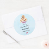 Schattigee Waterverf Moeder Leeuw & Cub Keuken Ronde Sticker (Envelop)