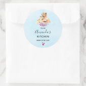 Schattigee Waterverf Moeder Leeuw & Cub Keuken Ronde Sticker (Tas)